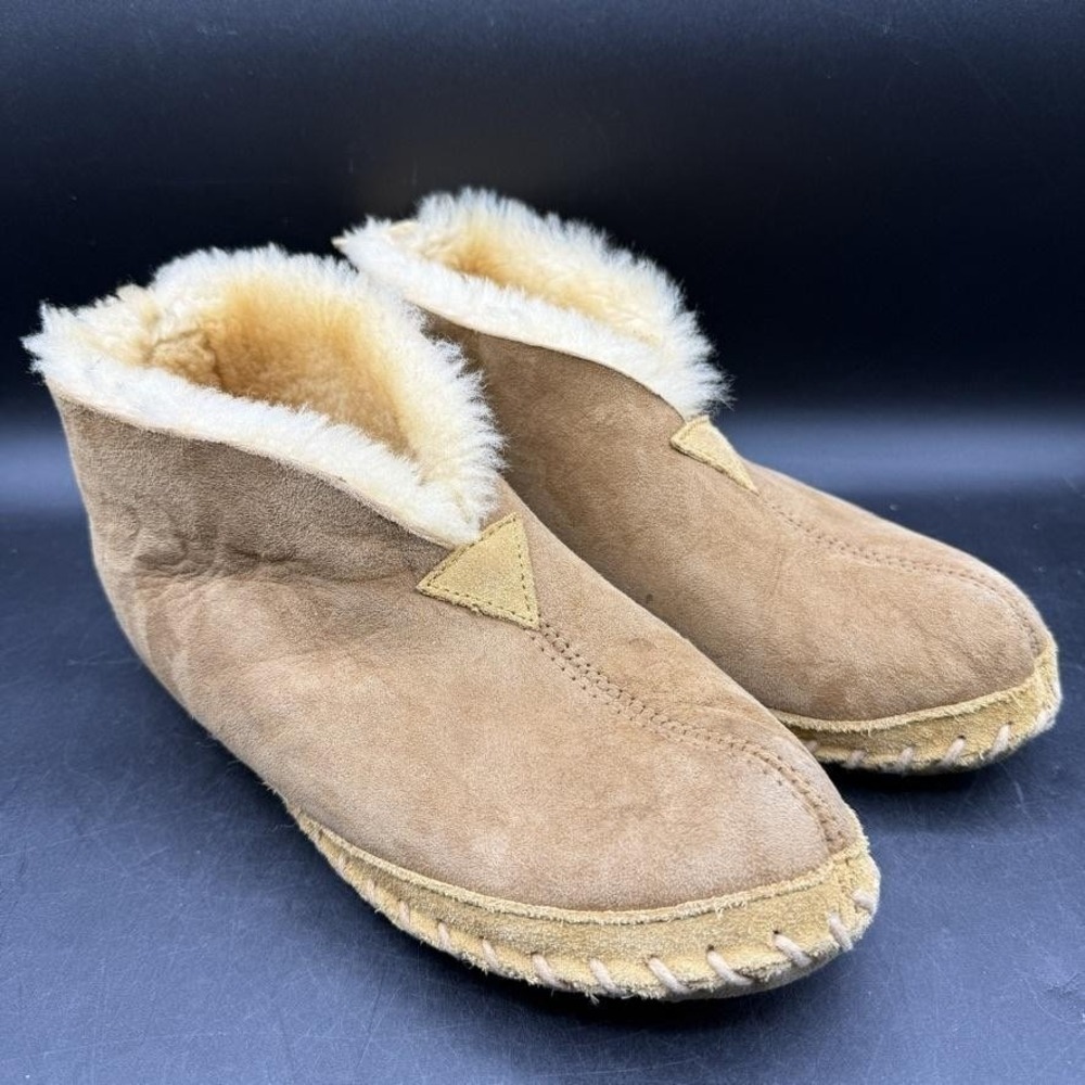 L.L. Bean Slipper Womens Size 9 Brown Suede Shearling Lined Casual‎ Winter